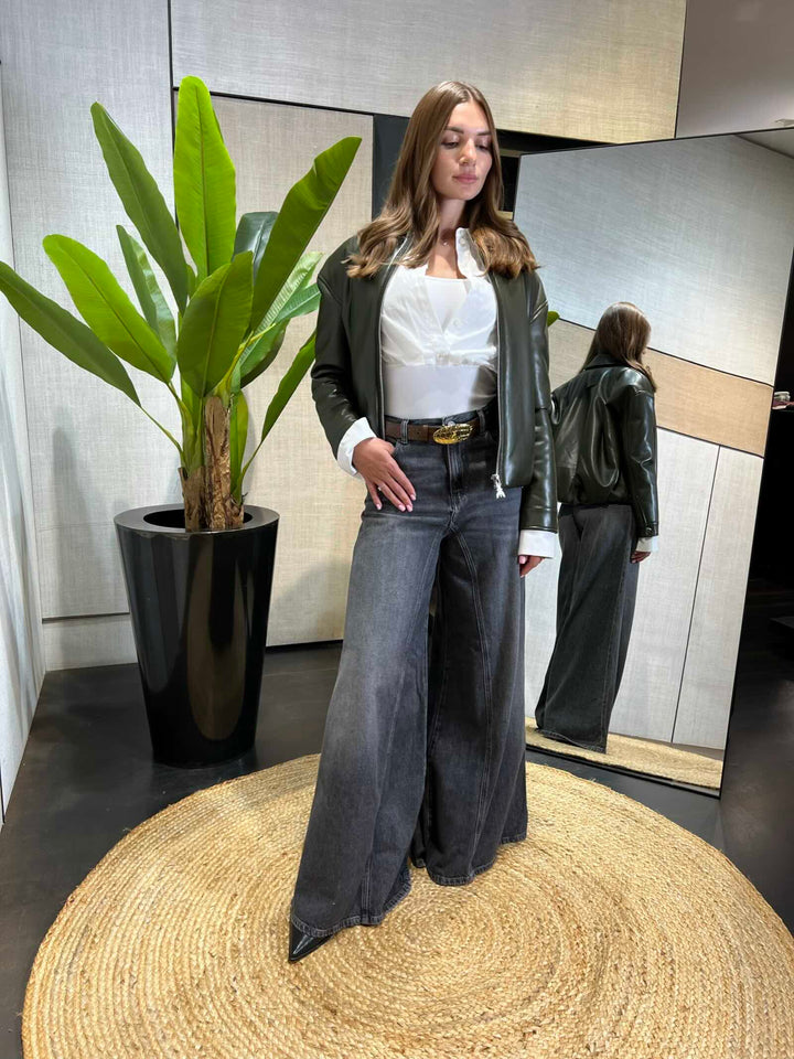 Jeans Winonadark grey super wide leg 