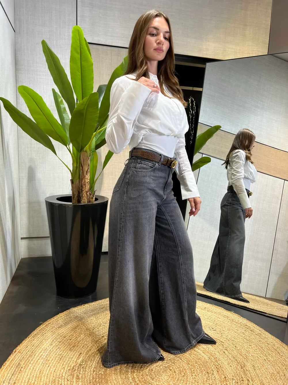 Jeans Winonadark grey super wide leg 