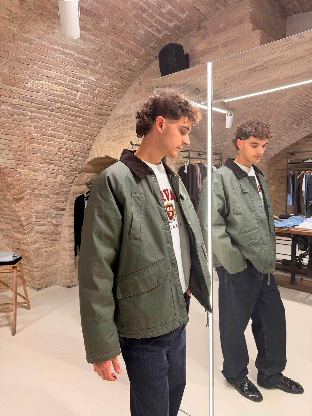 Giubbotto con colletto in velluto verde Scout 