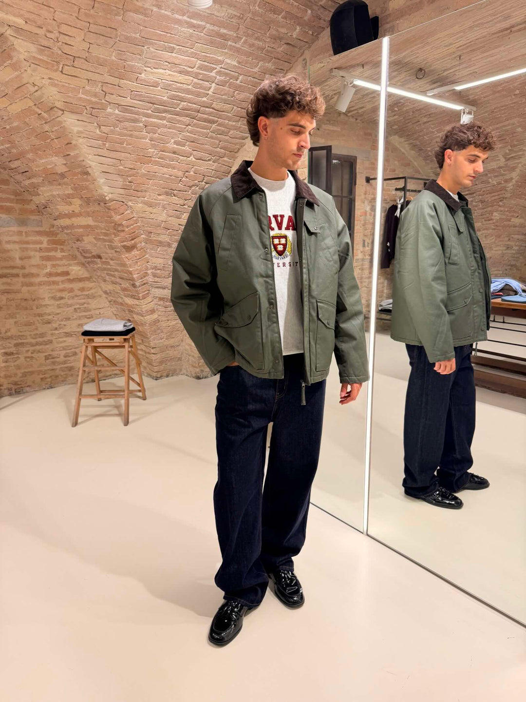 Giubbotto con colletto in velluto verde Scout 