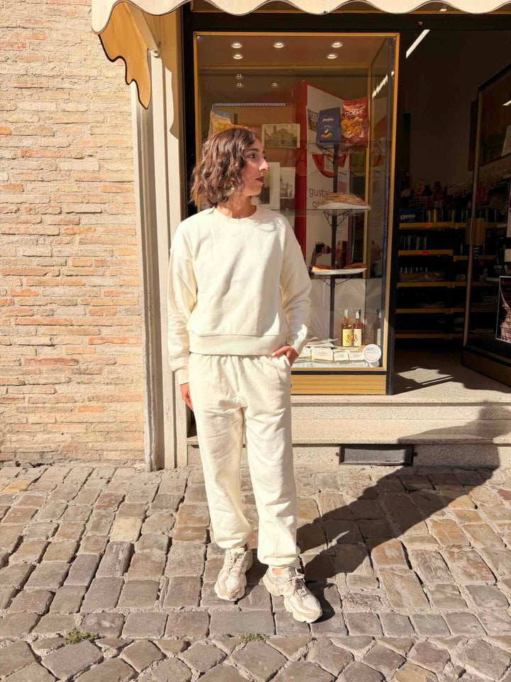 Pantalone panna felpato 