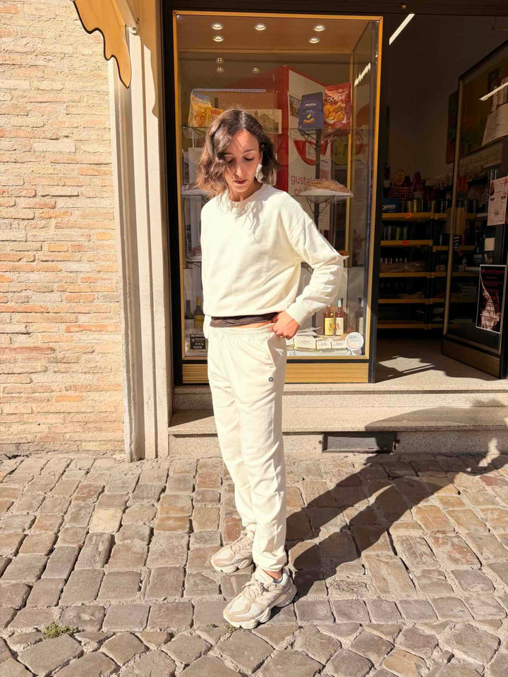 Pantalone panna felpato 