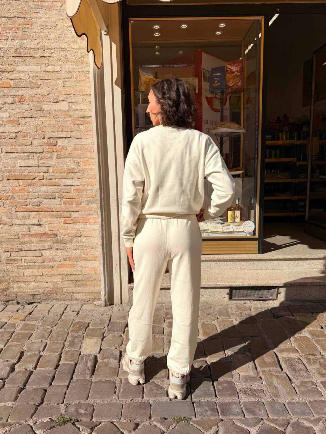 Pantalone panna felpato 