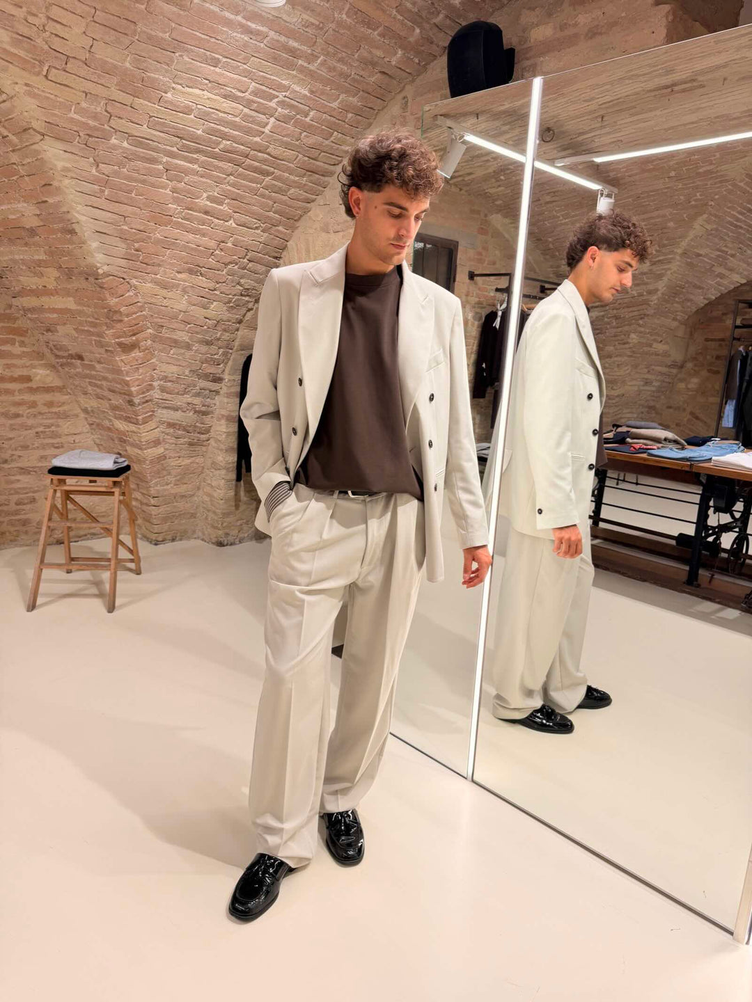Pantalone palazzo milo pv tortora Stilosophy 