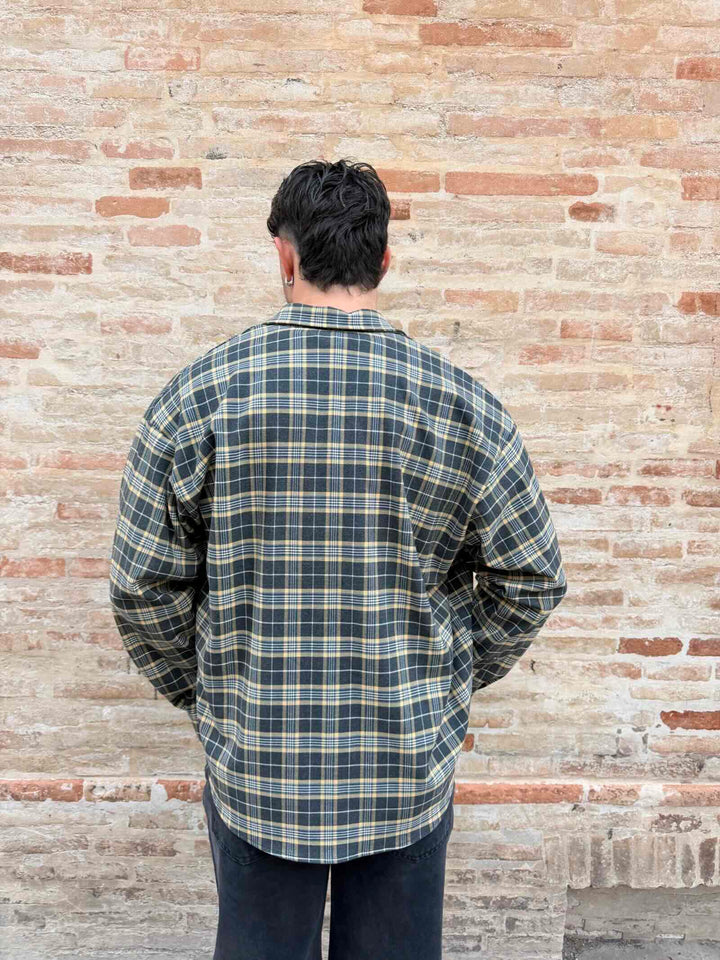 Camicia check crop gialla e nera 