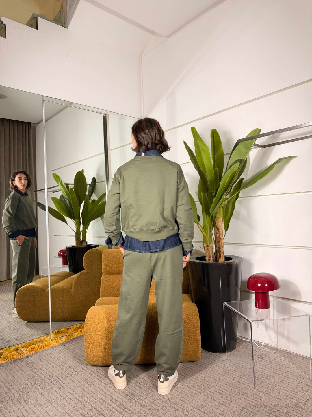 Completo militare felpa girocollo e pantalone a ovetto 