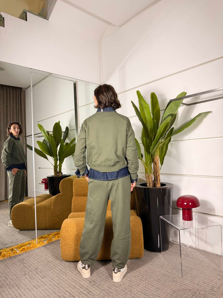 Completo militare felpa girocollo e pantalone a ovetto 