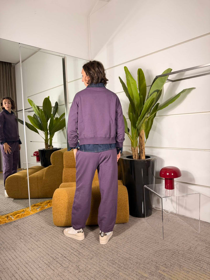 Completo vino  felpa girocollo e pantalone a ovetto 