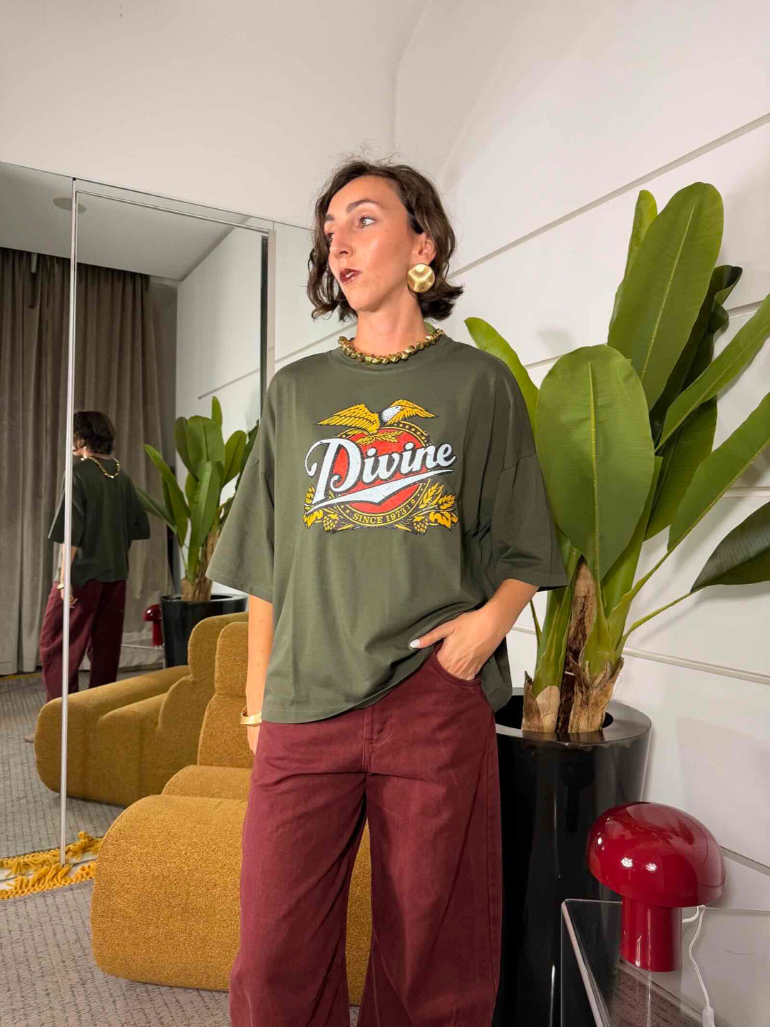 T-shirt divine girocollo manica corta militare 