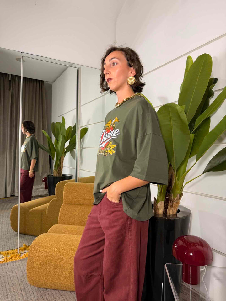 T-shirt divine girocollo manica corta militare 