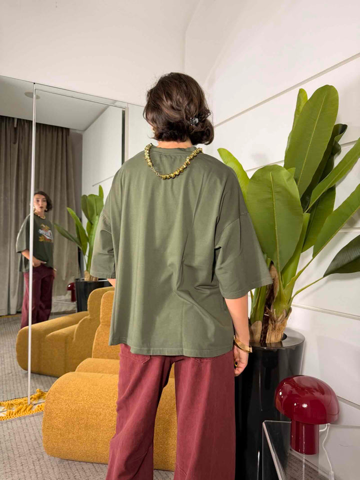 T-shirt divine girocollo manica corta militare 