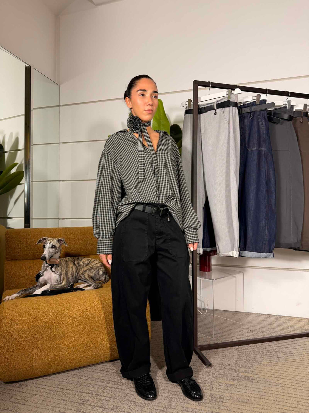 Pantalone nero a ovetto modello Catia 