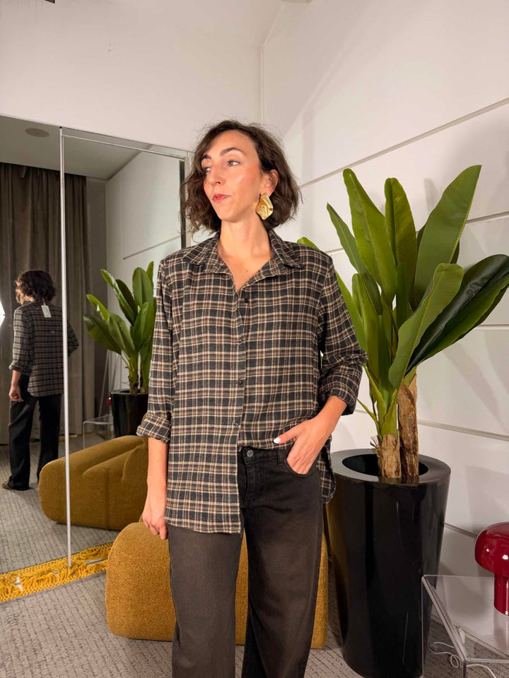 Camicia check con spalline grigia 