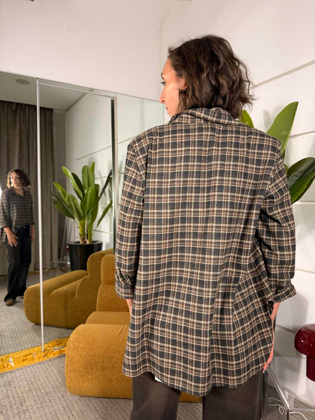 Camicia check con spalline grigia 