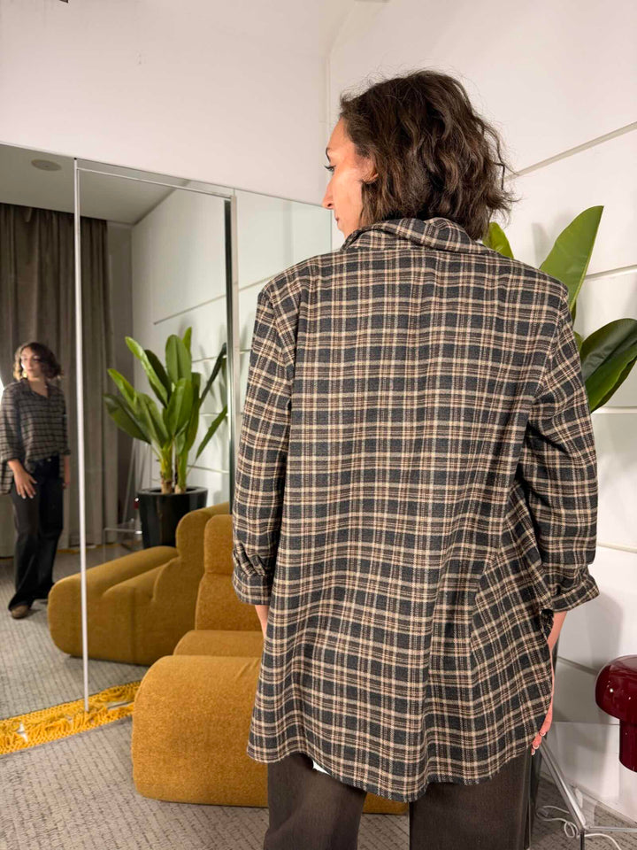 Camicia check con spalline grigia 