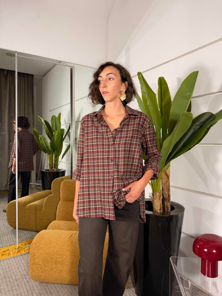 Camicia check 70%co 25%pl 5%af 