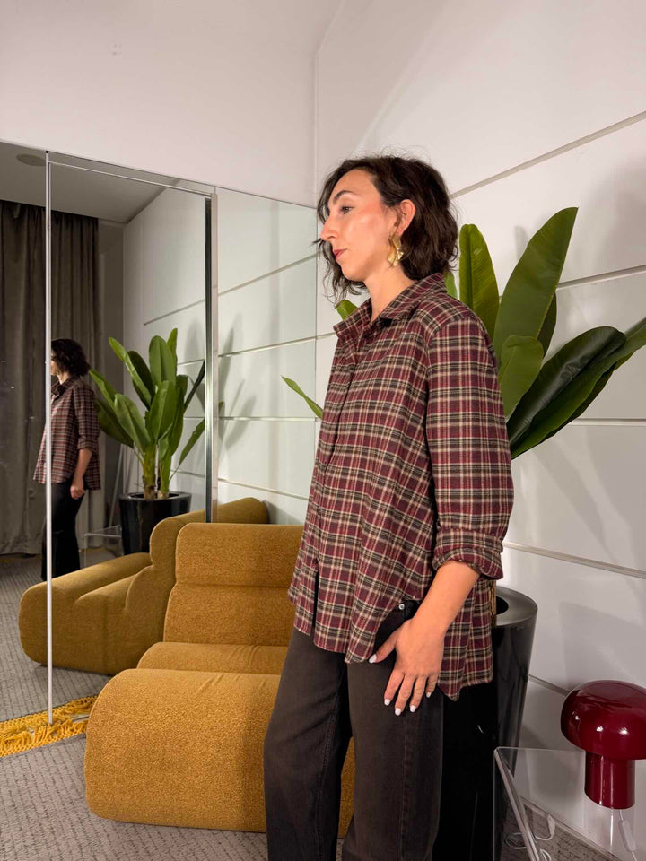 Camicia check 70%co 25%pl 5%af 