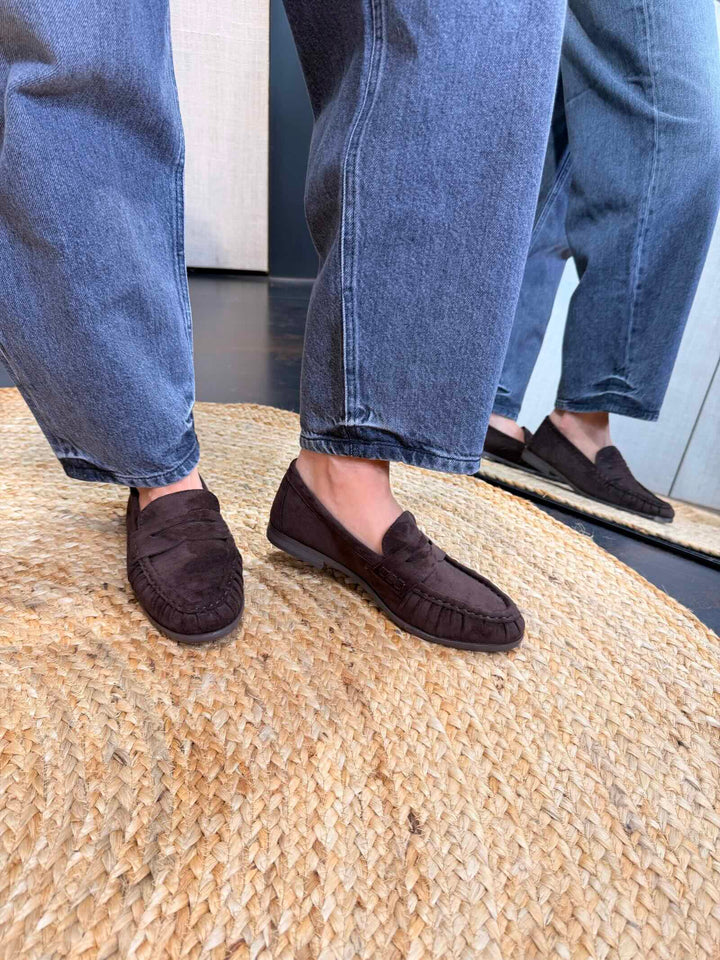 Mocassino in suede moro 
