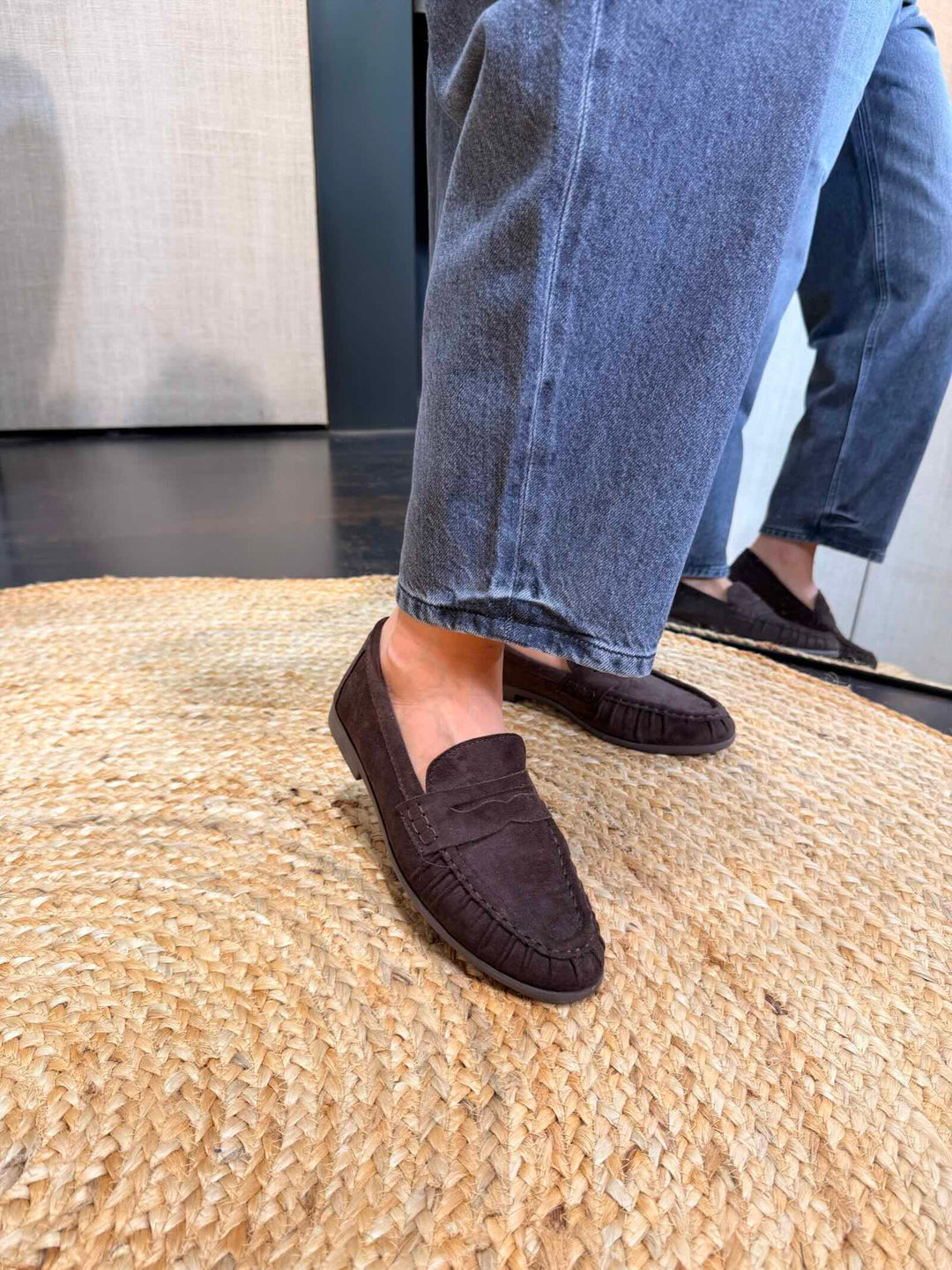 Mocassino in suede moro 