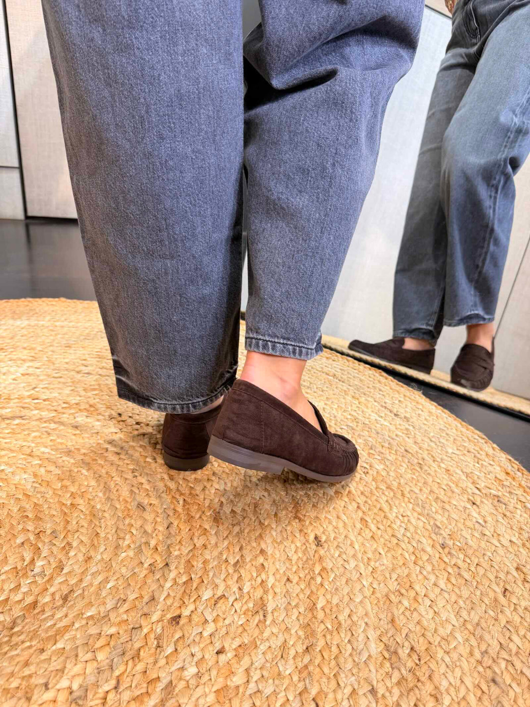 Mocassino in suede moro 