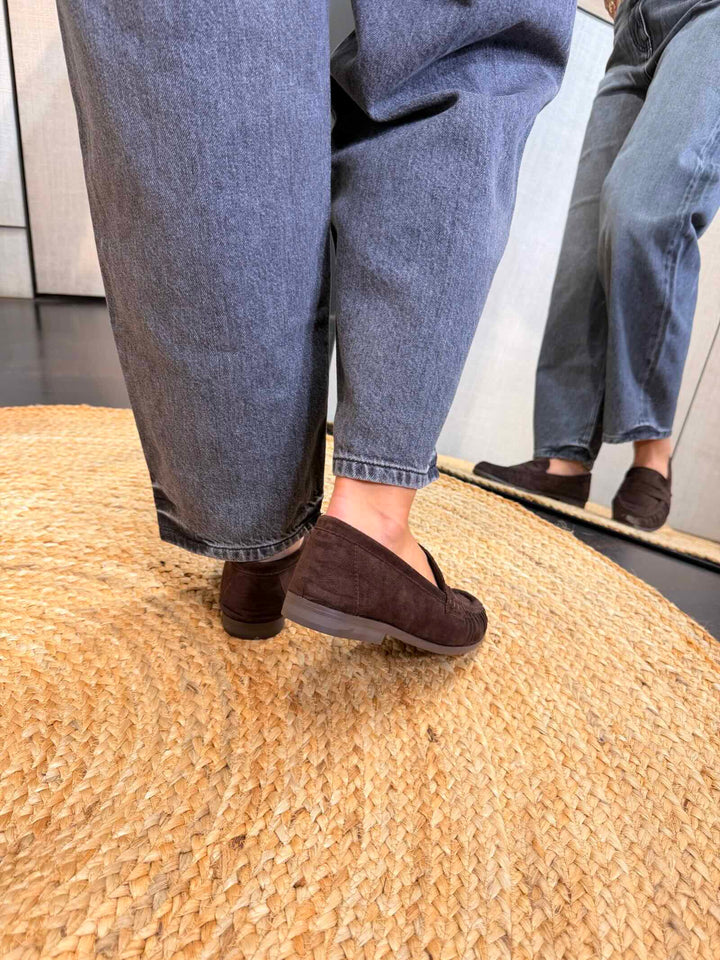 Mocassino in suede moro 