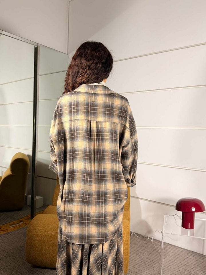Camicia check over grigia<BR/> 