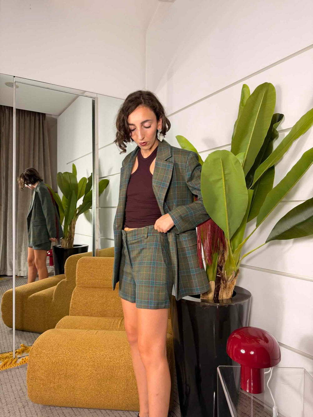 Short check verde miliare 