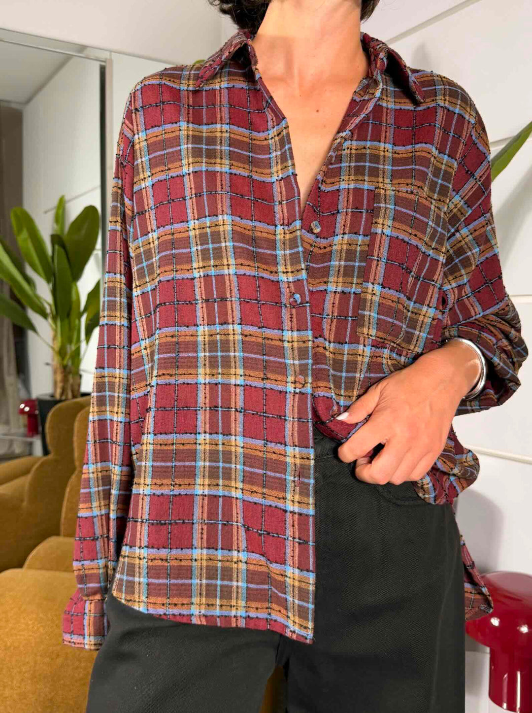 camicia check con tasca davanti m.pl 