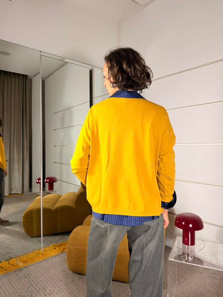 Maglia in misto viscosa a scatola senape 