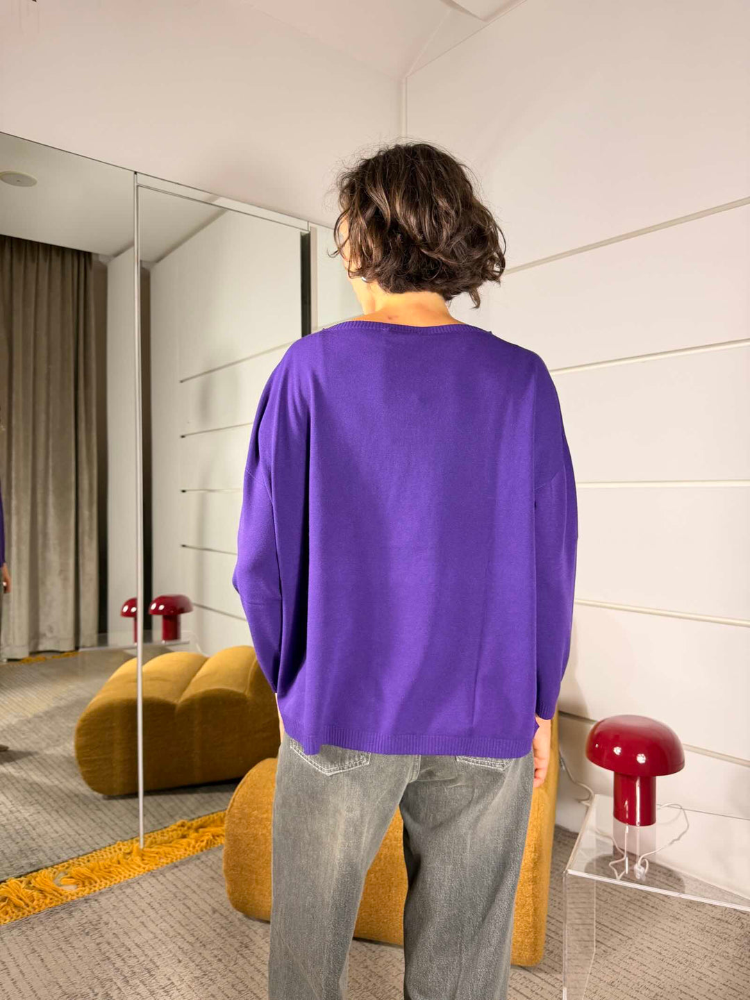 Maglia in misto viscosa a scatola viola 