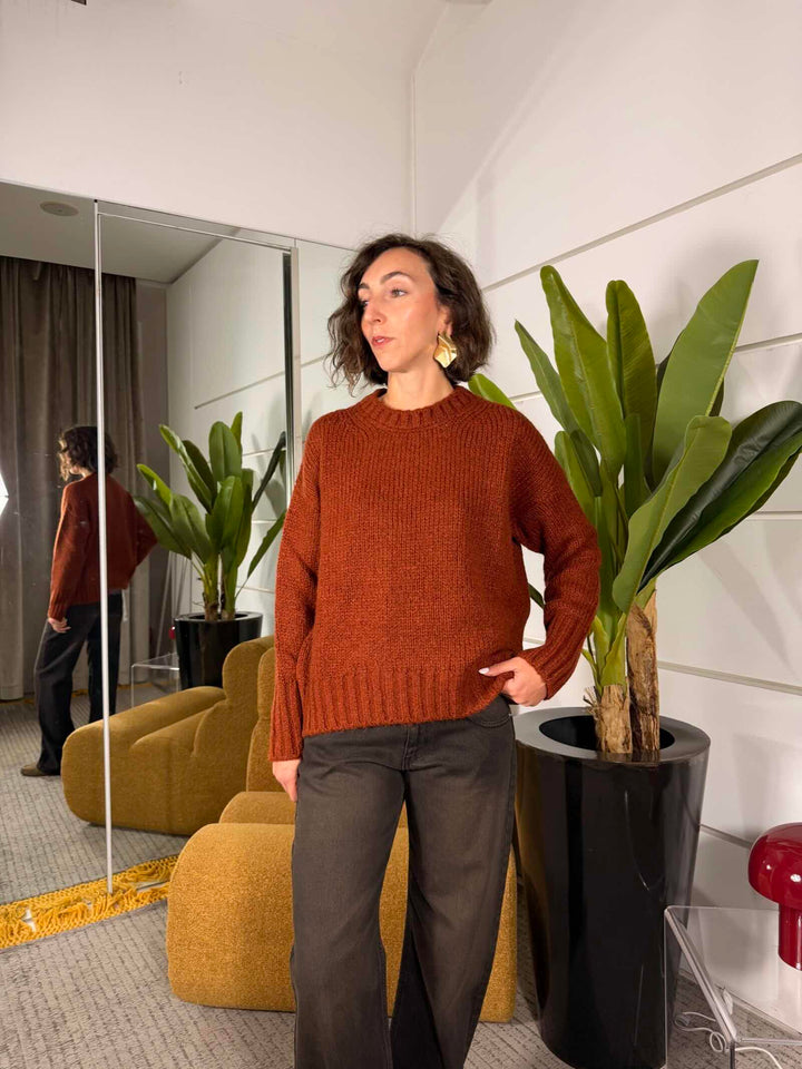 Maglione over girocollo in misto lana 62%pc 18%pl 8%vi 8%wo 4%wp 