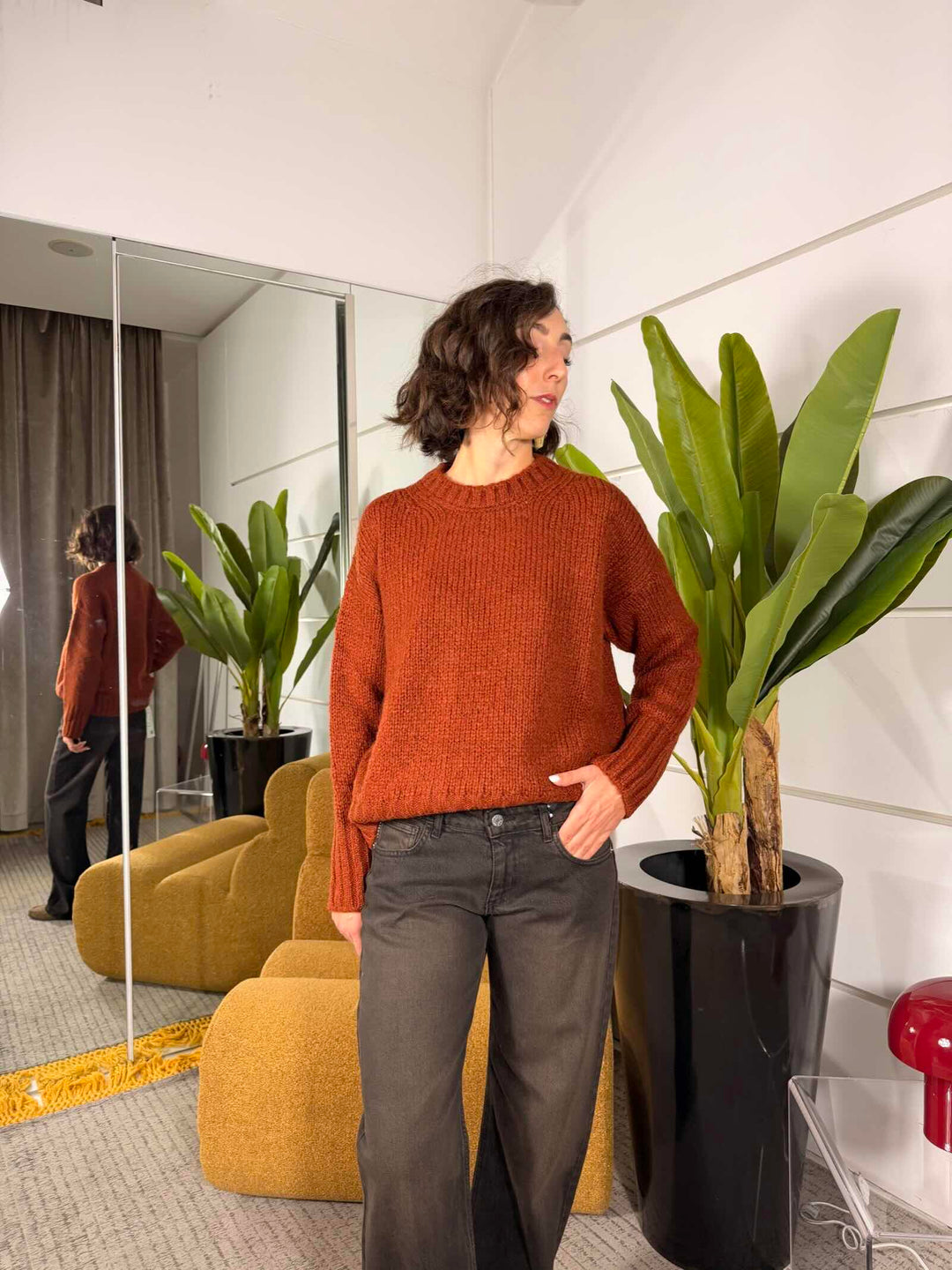 Maglione over girocollo in misto lana 62%pc 18%pl 8%vi 8%wo 4%wp 