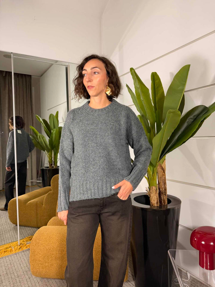 Maglione over girocollo in misto lana 62%pc 18%pl 8%vi 8%wo 4%wp 