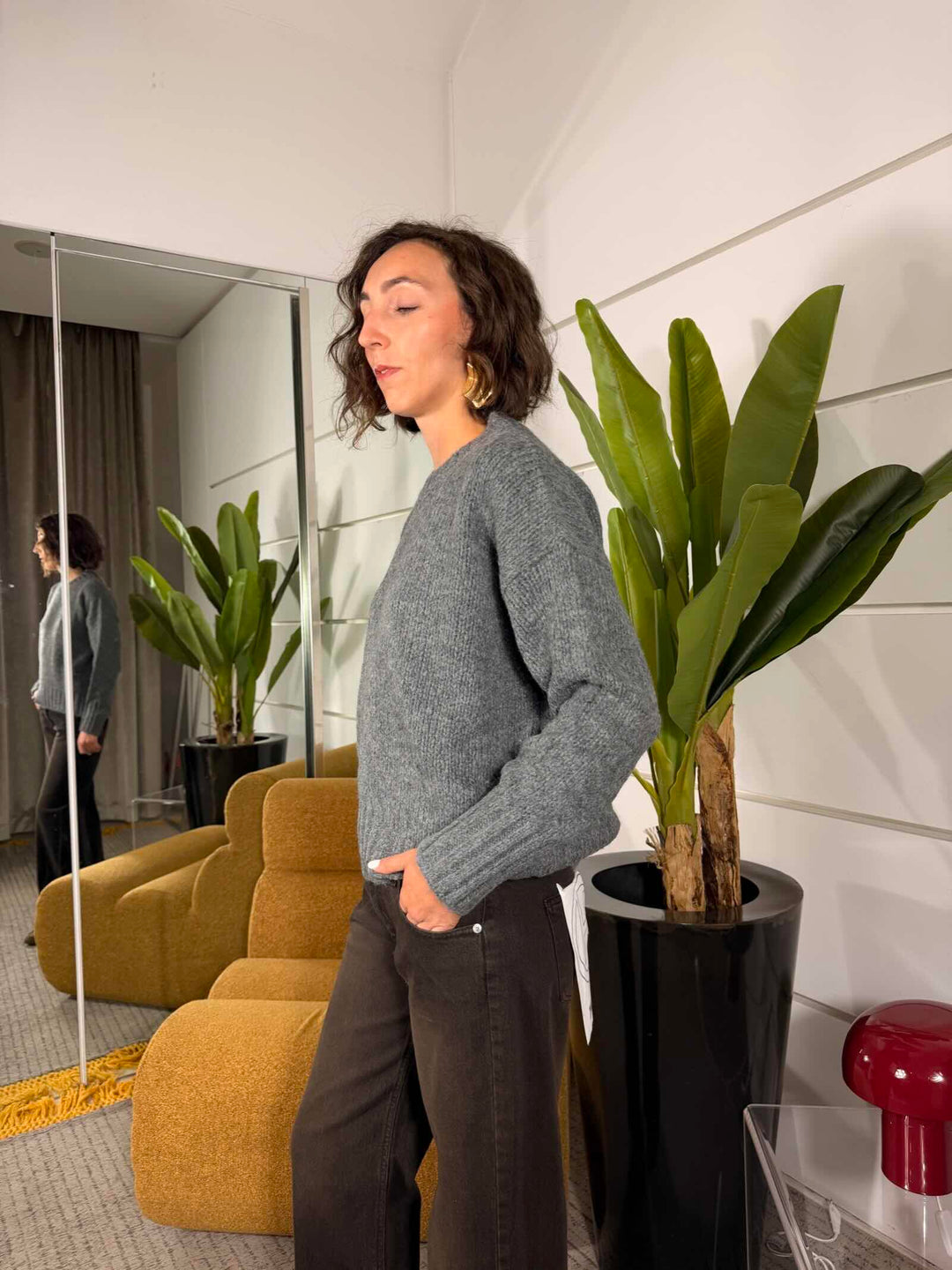 Maglione over girocollo in misto lana 
