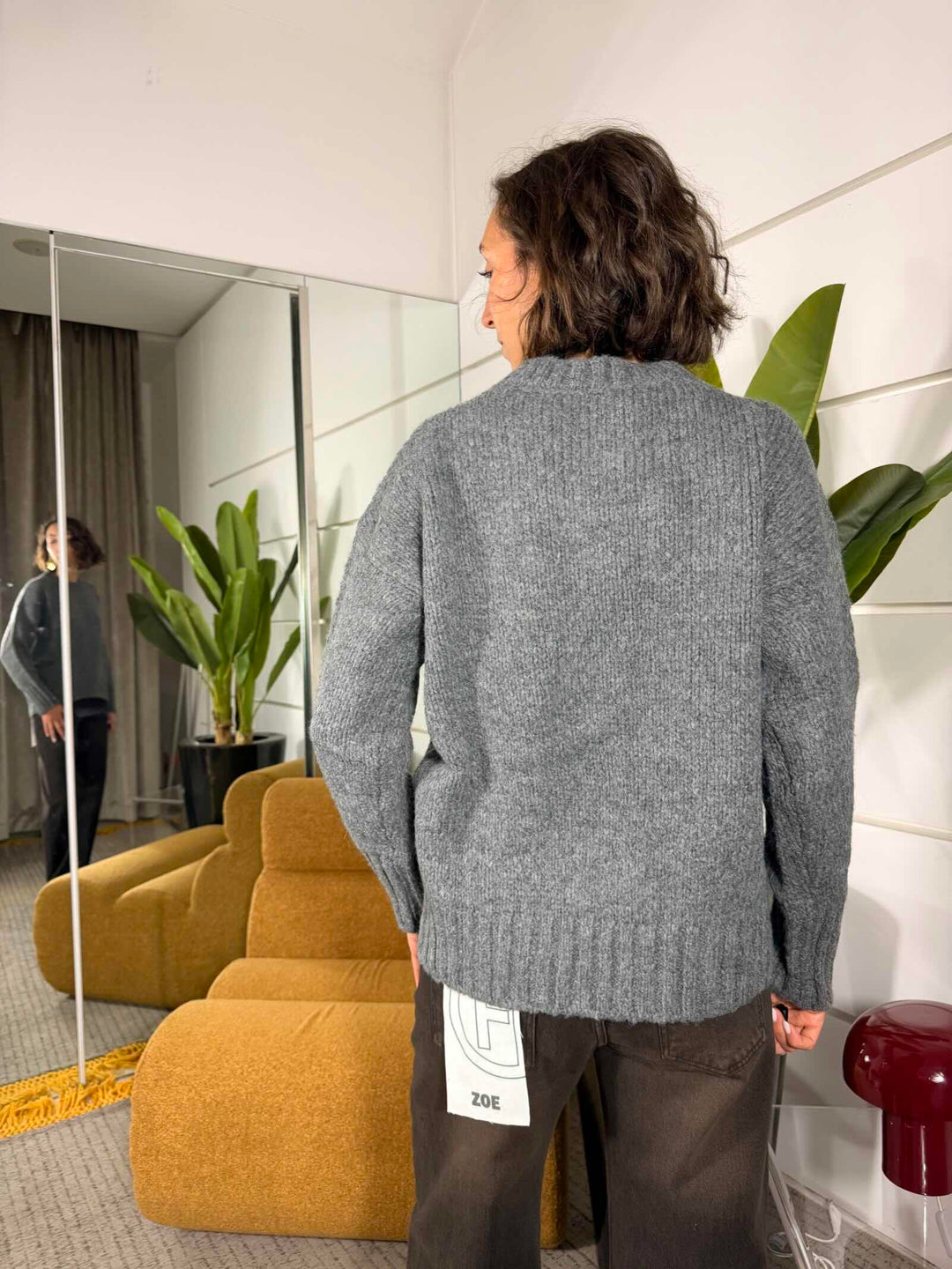 Maglione over girocollo in misto lana 