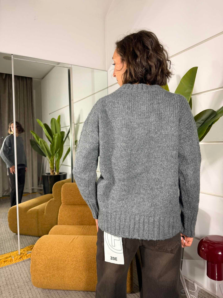 Maglione over girocollo in misto lana 