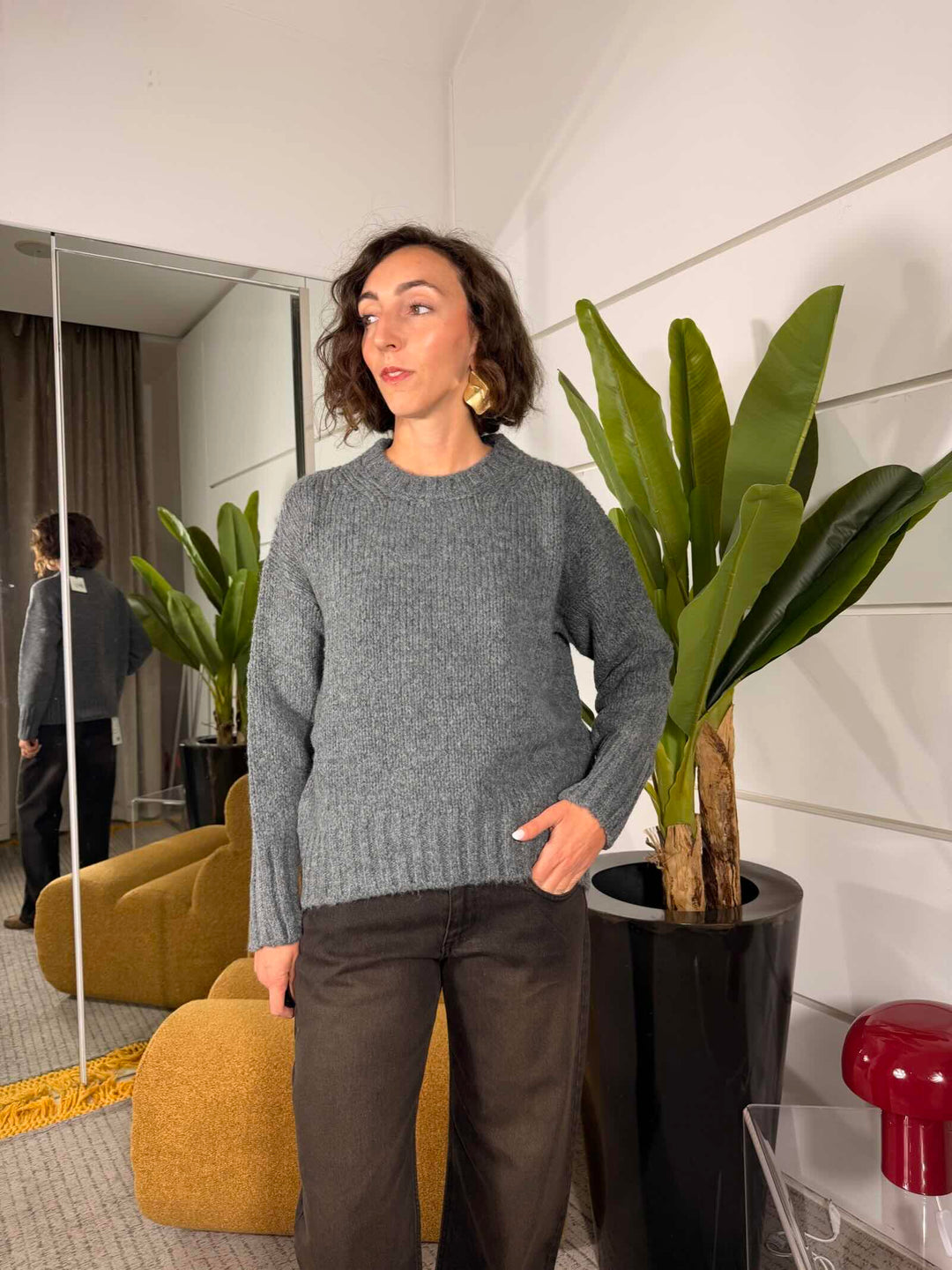 Maglione over girocollo in misto lana 62%pc 18%pl 8%vi 8%wo 4%wp 