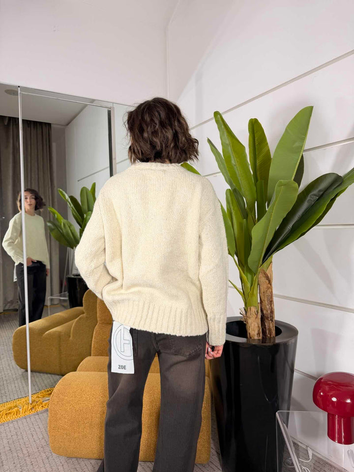 Maglione over girocollo in misto lana 
