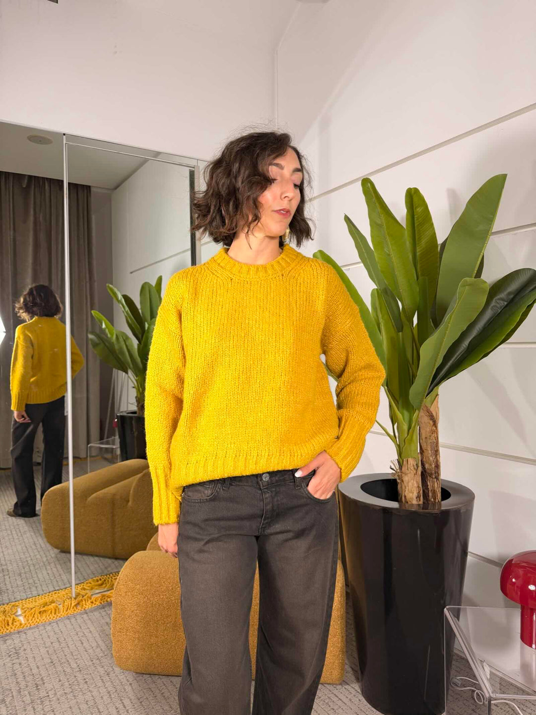 Maglione over girocollo in misto lana 62%pc 18%pl 8%vi 8%wo 4%wp 