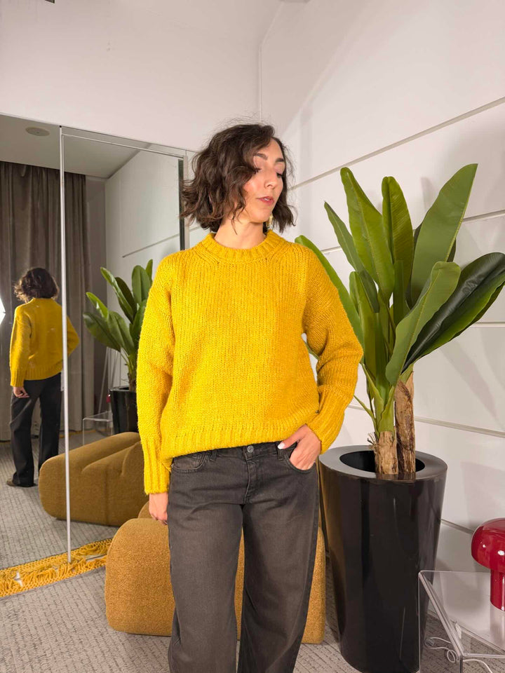 Maglione over girocollo in misto lana 62%pc 18%pl 8%vi 8%wo 4%wp 