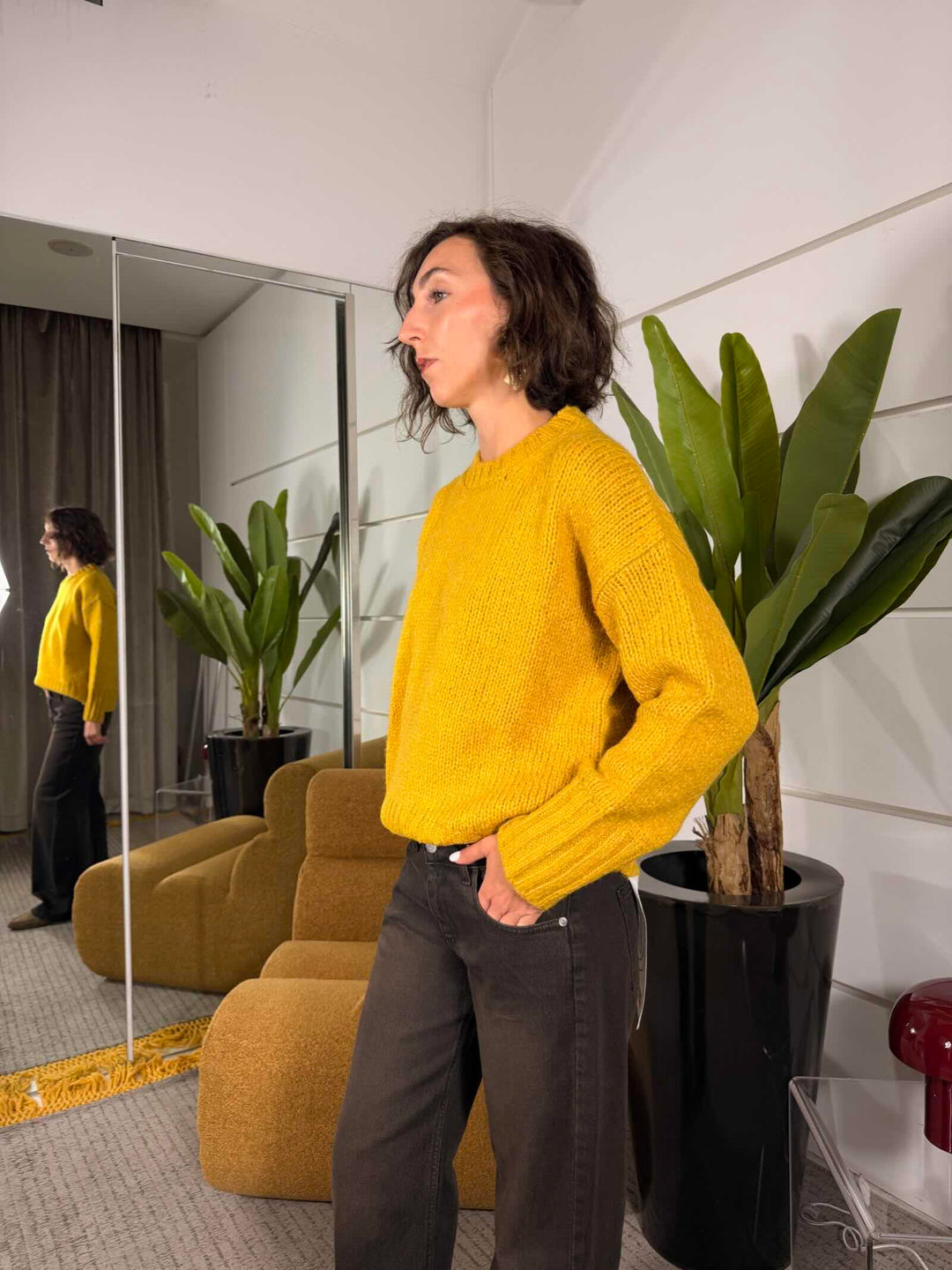 Maglione over girocollo in misto lana 62%pc 18%pl 8%vi 8%wo 4%wp 