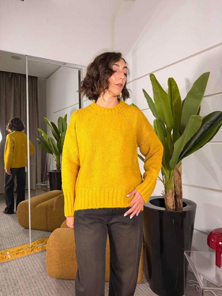 Maglione over girocollo in misto lana 62%pc 18%pl 8%vi 8%wo 4%wp 