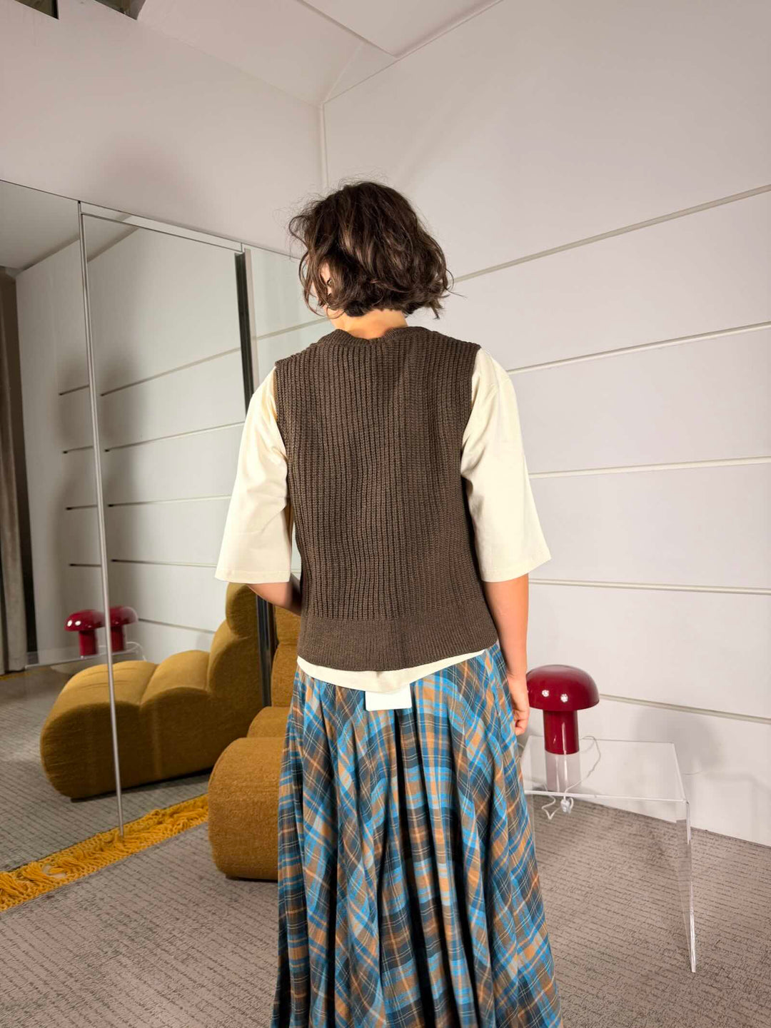 Gilet in maglia con scollo a V moro 