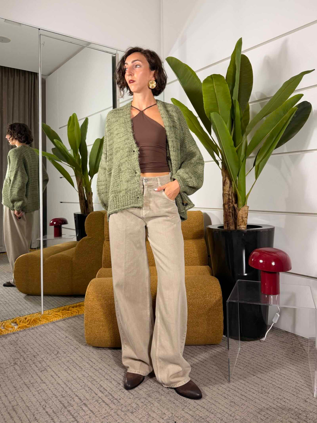 Jeans baggy color taupe 