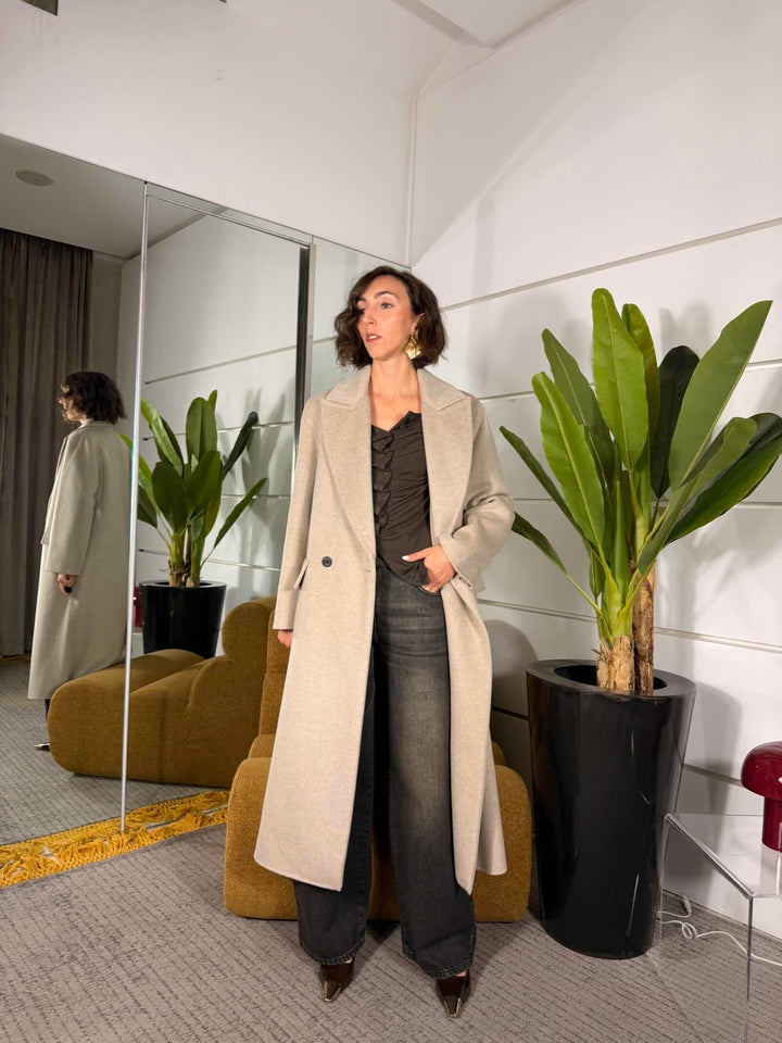 Cappotto tortora 50% lana trapuntato 