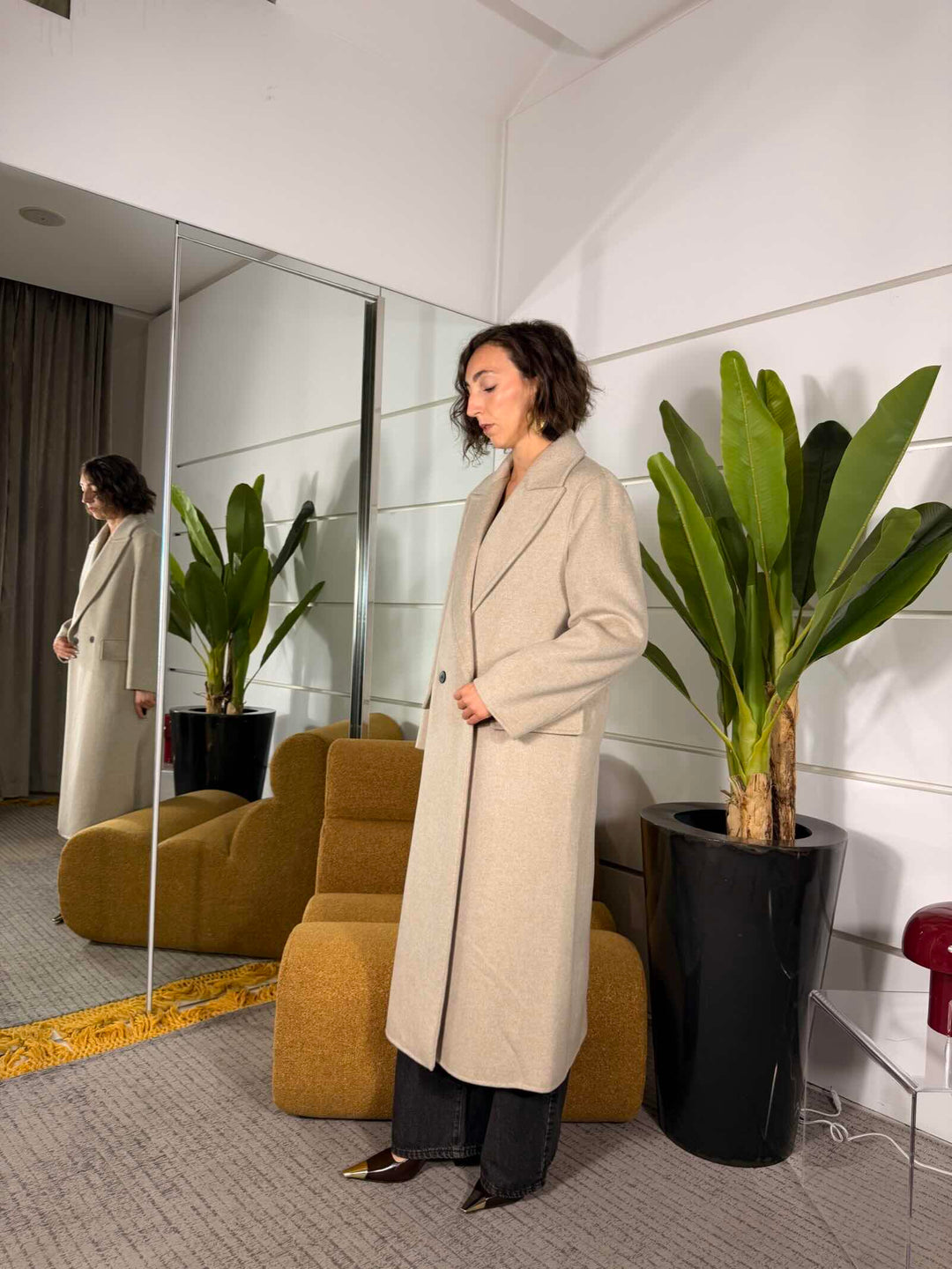 Cappotto tortora 50% lana trapuntato 