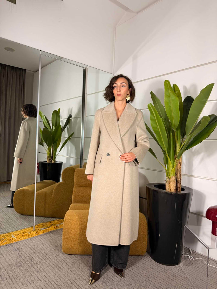 Cappotto tortora 50% lana trapuntato 