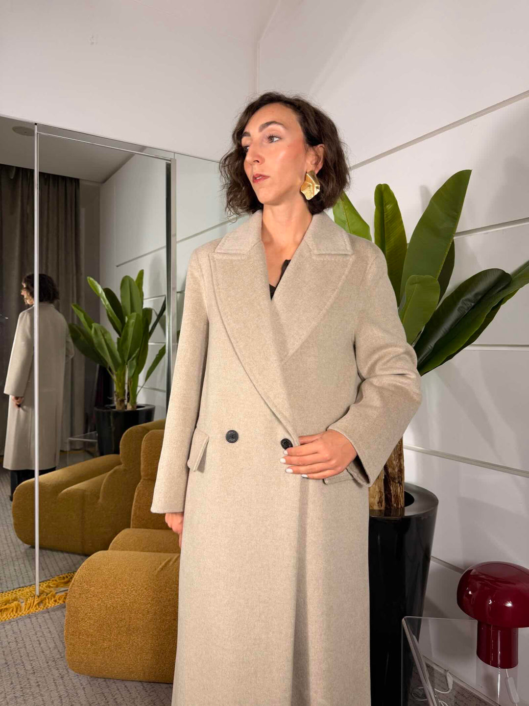 Cappotto tortora 50% lana trapuntato 