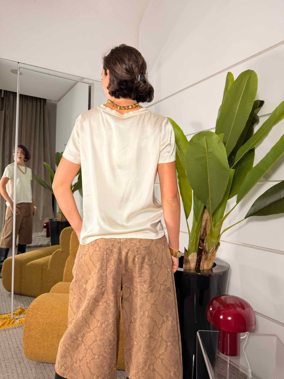 T-shirt basica burro girocollo manica corta<BR/> 