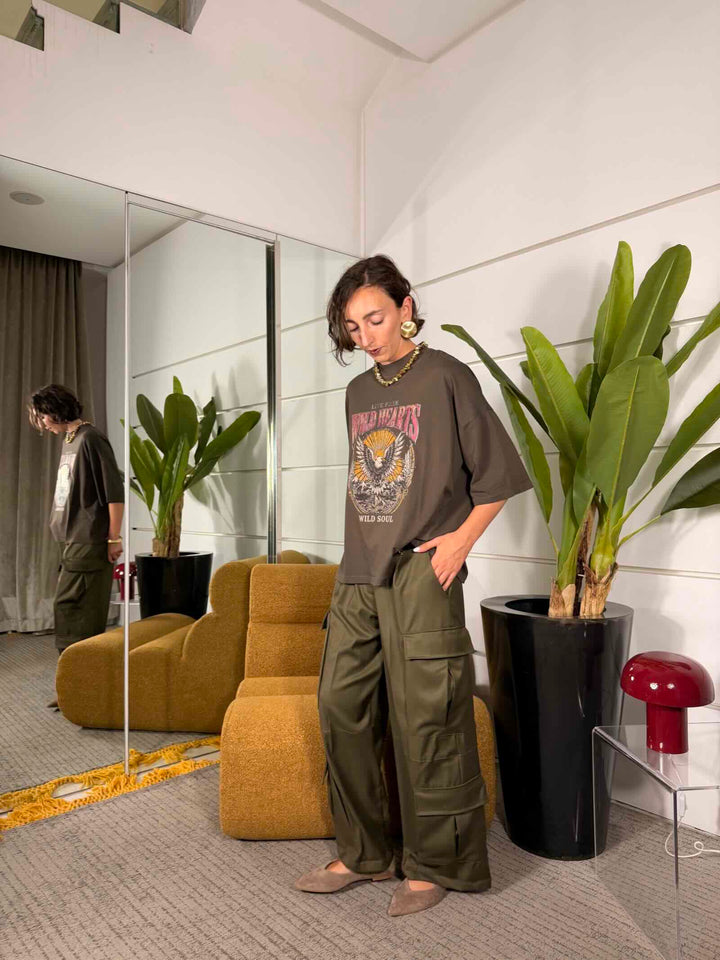 Pantalone cargo con cinta multi tasche militare 